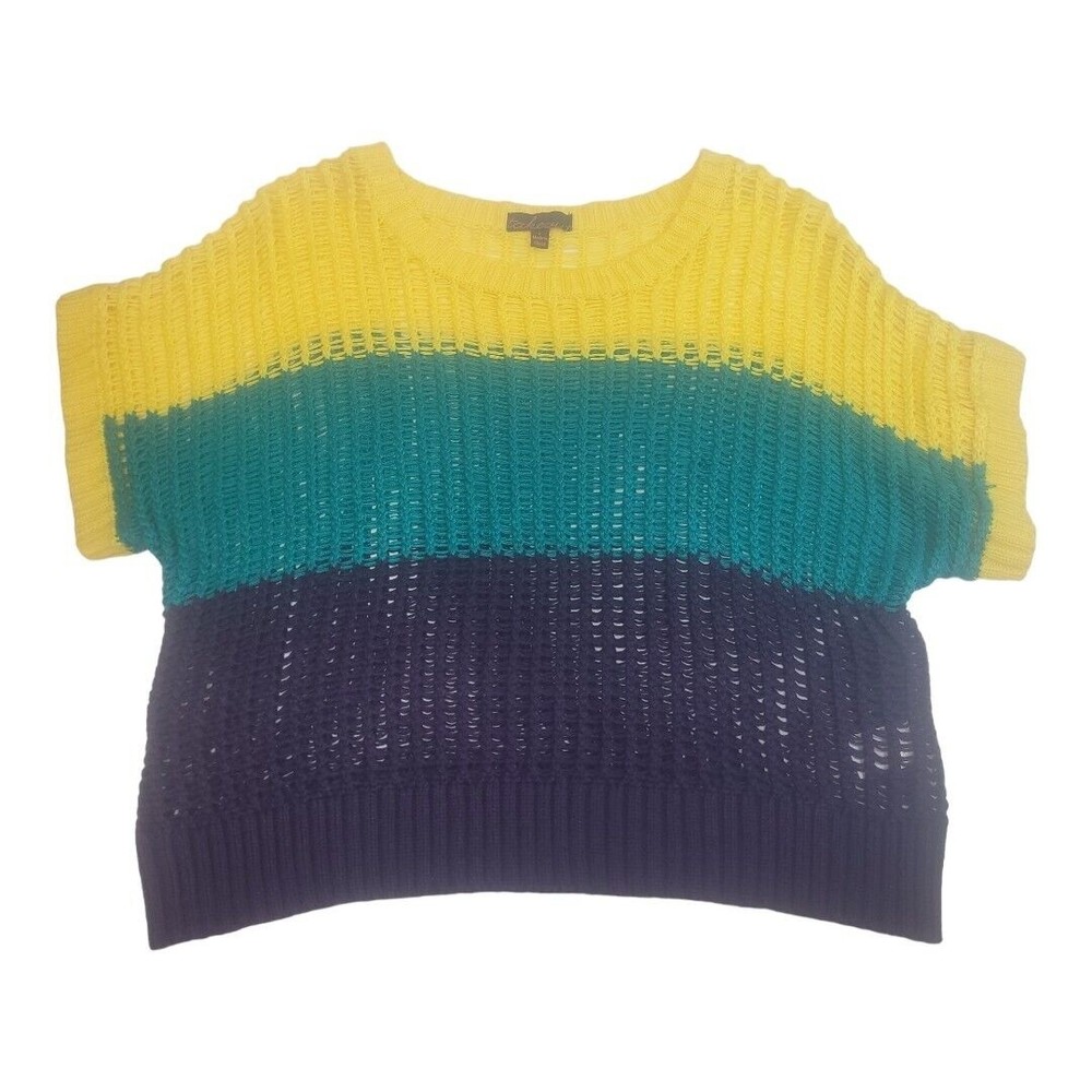 Takeout Crochet Knit Sweater Chunky Short Sleeve Dolman Crop Top Shirt L…
